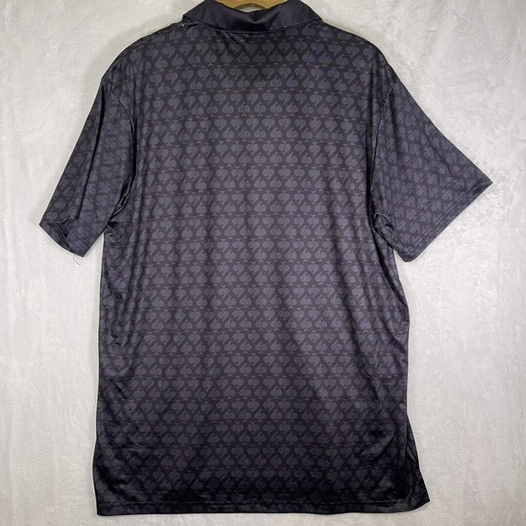 Pins and Aces Men's Golf Polo Short Sleeve Shirt Black Spade Print Size XL - Picture 4 of 4